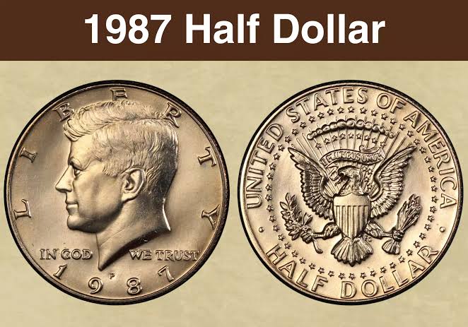 1987-P Kennedy half dollar obverse and reverse in high mint state condition